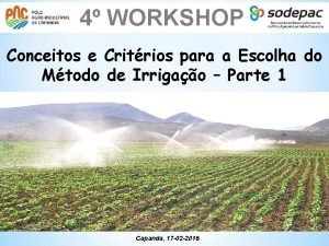 4 WORKSHOP Conceitos e Critrios para a Escolha