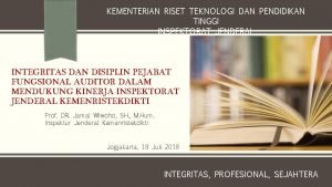 KEMENTERIAN RISET TEKNOLOGI DAN PENDIDIKAN TINGGI INSPEKTORAT JENDERAL