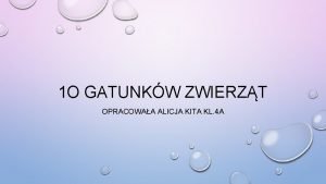 1 O GATUNKW ZWIERZT OPRACOWAA ALICJA KITA KL