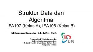 Struktur Data dan Algoritma IFA 107 Kelas A