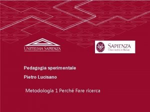 Pietro lucisano pedagogia sperimentale