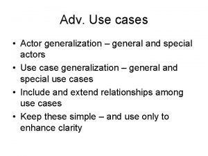 Use case generalization