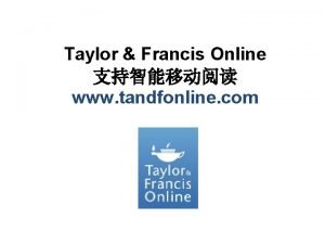 Taylor francis xxx Taylor francis xxx