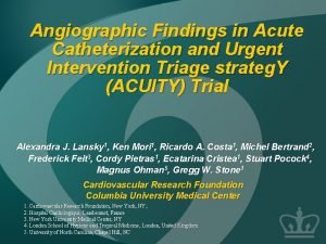 Angiographic Findings in Acute Catheterization and Urgent Intervention