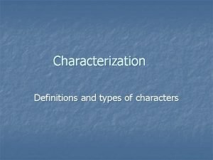 Characterization of a character
