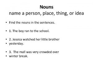 Nouns name a person place thing or idea