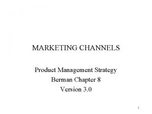 New product planning and the channel management