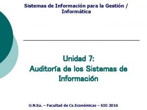 Sistemas de Informacin para la Gestin Informtica Unidad