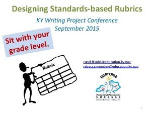 Designing Standardsbased Rubrics KY Writing Project Conference September