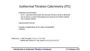 Isothermal titration calorimetry principle
