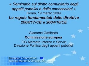 Seminario sul diritto comunitario degli appalti pubblici e