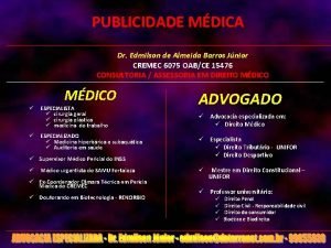 PUBLICIDADE MDICA Dr Edmilson de Almeida Barros Jnior