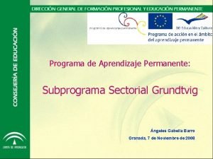 Programa de Aprendizaje Permanente Subprograma Sectorial Grundtvig ngeles