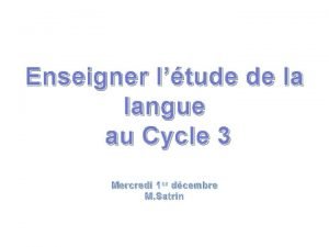 Enseigner ltude de la langue au Cycle 3