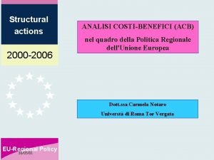 Structural actions 2000 2006 ANALISI COSTIBENEFICI ACB nel