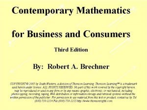 Contemporary mathematics for business and consumers