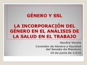 GNERO Y SSL LA INCORPORACIN DEL GNERO EN