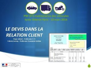 PNF BTS maintenance des vhicules lyce Diderot Paris