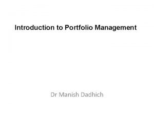 Different phases of portfolio management