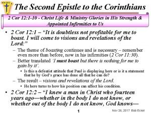 The Second Epistle to the Corinthians 2 Cor