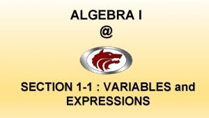 1-1 variables and expressions