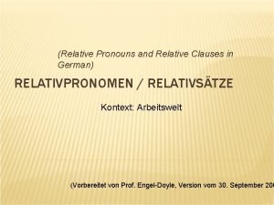 Relative pronouns in german