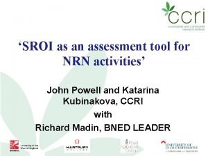 SROI as an assessment tool for NRN activities