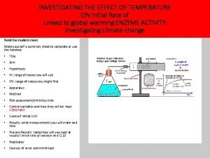 Investigate a factor affecting the initial rate of reaction