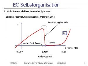 ECSelbstorganisation 1 Nichtlineare elektrochemische Systeme Beispiel Passivierung des