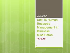 Unit 16 human resource management