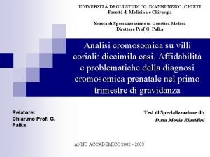 UNIVERSIT DEGLI STUDI G DANNUNZIO CHIETI Facolt di