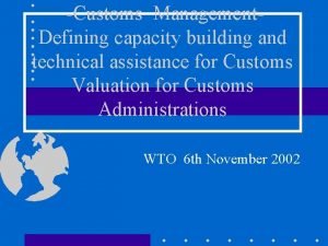 Customs Management Defining capacity building and technical assistance