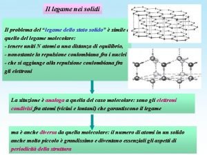 Il legame nei solidi Il problema del legame