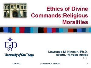 Ethics of Divine Commands Religious Moralities University of