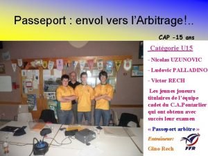 Passeport envol vers lArbitrage CAP 15 ans Catgorie