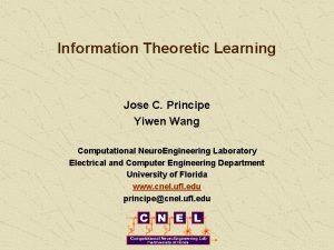 Information Theoretic Learning Jose C Principe Yiwen Wang