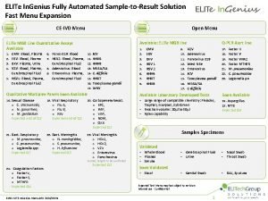 ELITe In Genius Fully Automated SampletoResult Solution Fast