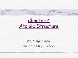 Chapter 4 Atomic Structure Mr Samaniego Lawndale High