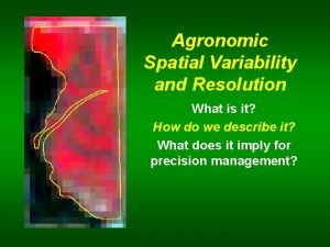 Agronomic Spatial Variability and Resolution What is it