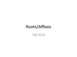 RootsAffixes Fall 2010 Vocabulary None Remember Vocabulary test