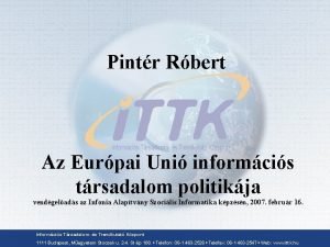 Pintr Rbert Az Eurpai Uni informcis trsadalom politikja