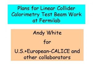 Plans for Linear Collider Calorimetry Test Beam Work