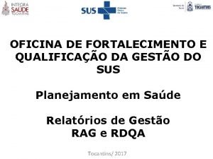 OFICINA DE FORTALECIMENTO E QUALIFICAO DA GESTO DO