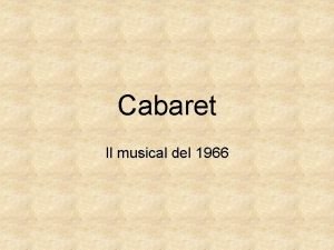 Cabaret musical 1966