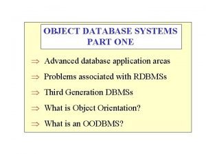 Oodbms and ordbms