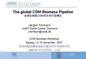 The global CDM Biomass Pipeline CDM Jrgen Fenhann