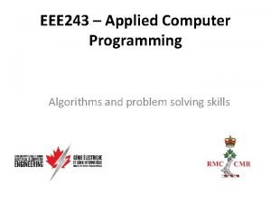 EEE 243 Applied Computer Programming Algorithms and problem