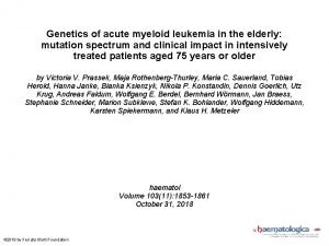 Genetics of acute myeloid leukemia in the elderly
