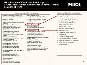MBA Education WebBased Self Study Courses and Modules