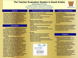 The Teacher Evaluation System in Saudi Arabia Abdullah